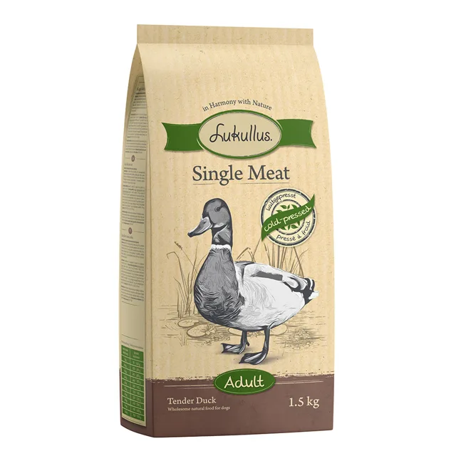 1,5 kg Lukullus Single Meat kachní (bez obilovin) za akční zkušební cenu - 1,5 kg
