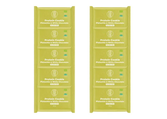 10x BrainMax Pure® Protein Cookie - Pistácie & Bílá čokoláda, BIO, 60 g