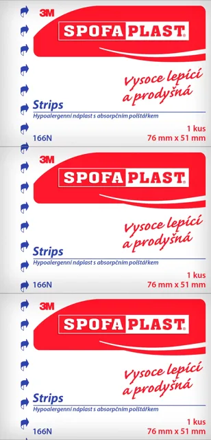 166N Kusová náplast z netkané textilie 7,6 cm x 5,1 cm 3ks