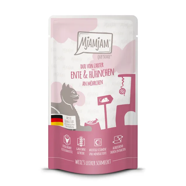 24 x 125 g MjAMjAM Quetschie výhodné balení - kachna a kuřecí