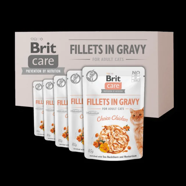 24 x Brit Care Cat Fillets in Gravy Choice Chicken 85 g