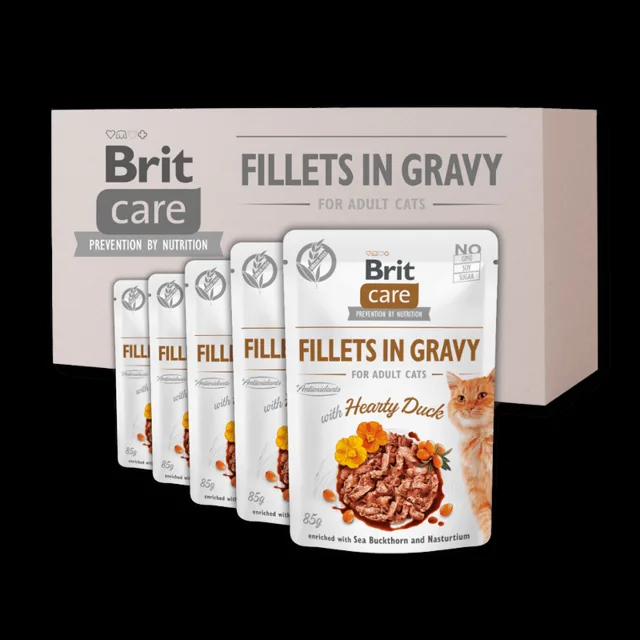 24 x Brit Care Cat Fillets in Gravy with Hearty Duck 85 g