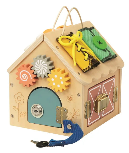 2Kids Toys Activity board Domeček přírodní malý