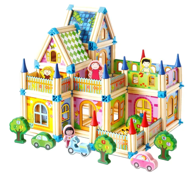 2Kids Toys Dřevěná stavebnice Zámek barevný