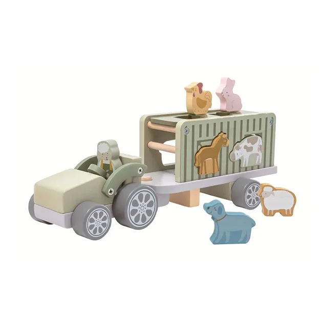 2KIDS TOYS Dřevěné auto se zvířátky 10 kusů