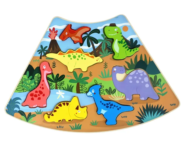 2Kids Toys Dřevěné puzzle Dinosauři propojitelné, 7 dílů