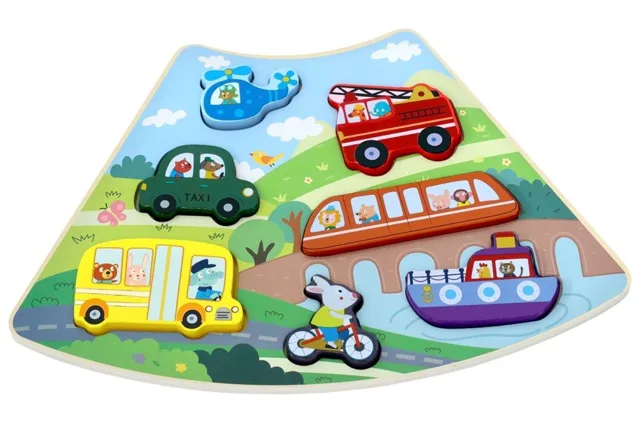 2Kids Toys Dřevěné puzzle Dopravní prostředky propojitelné