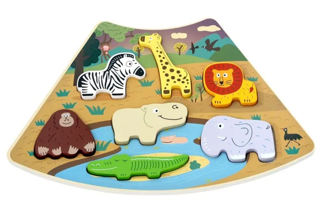 2Kids Toys Dřevěné puzzle Safari propojitelné, 7 dílů