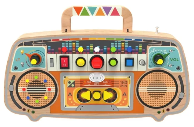 2Kids Toys Montessori Activity board Dřevěné FM rádio