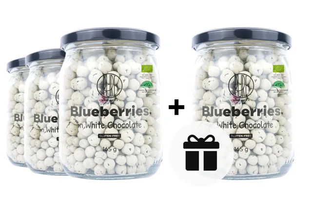 3+1 ZDARMA: BrainMax Pure® Borůvky v bílé čokoládě, BIO, 165 g