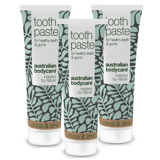 3 ks zubní pasty Tea Tree Oil Coconut & Zinc — Pro každodenní péči o parodontální onemocnění a zánět dásní
