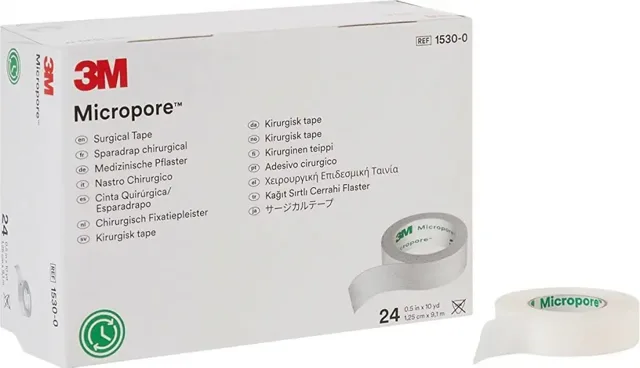 3M Micropore papírová náplast 1530-0 bílá 1,25 cm x 9,1 m 24 ks