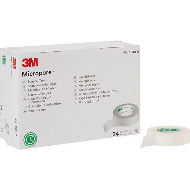 3m Micropore papírová náplast bílá 1.25cmx9.1m 24ks