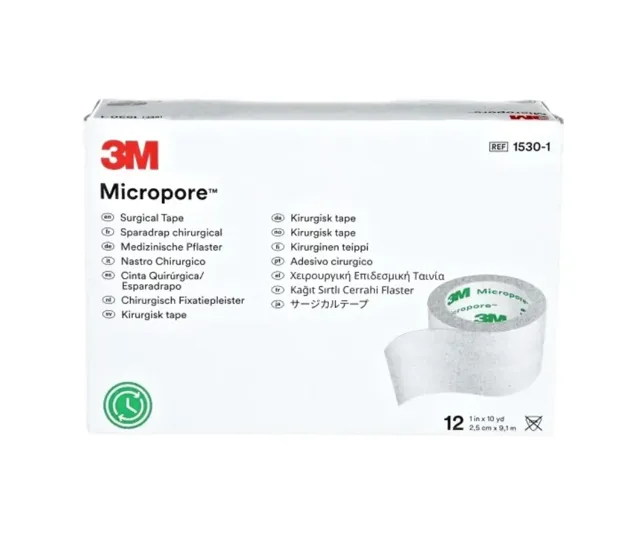 3M Micropore papírová náplast bílá 2,5 cm x 9.15 m 12 ks