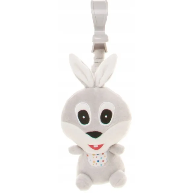 4 BABY Závěsná plyšová hračka s pískátkem, Rabbit, šedá