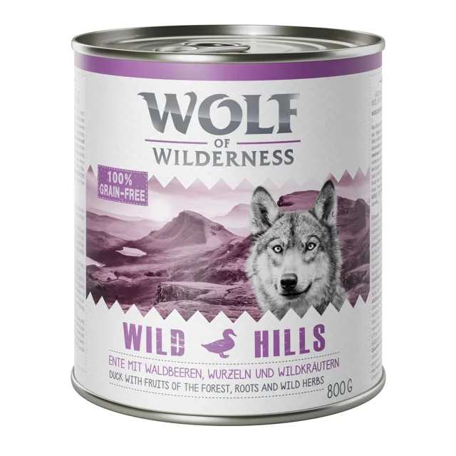 6 x 800 g míchaná balení - Wolf of Wilderness - Víčko na konzervy, vhodné pro 400 g & 800 g