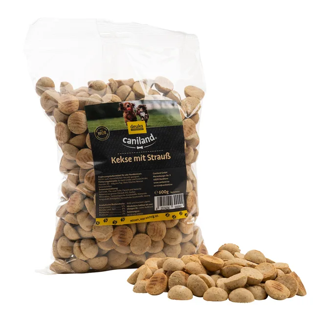 600 g Caniland pštrosí keksy - výhodné balení 3 x 600 g