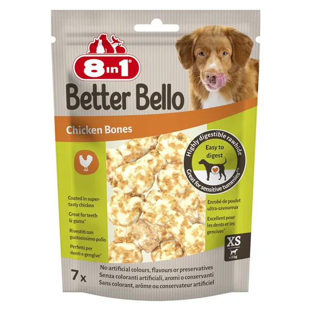 8in1 Better Bello Chicken Bones - výhodné balení: 2 x 7 kusů (velikost XS)