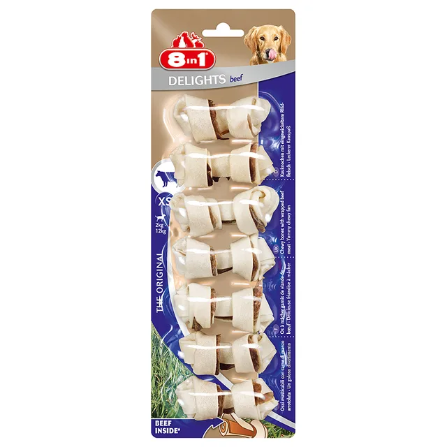 8in1 Delights žvýkací kosti, hovězí - XS, 3 x 84 g (21 kusů )