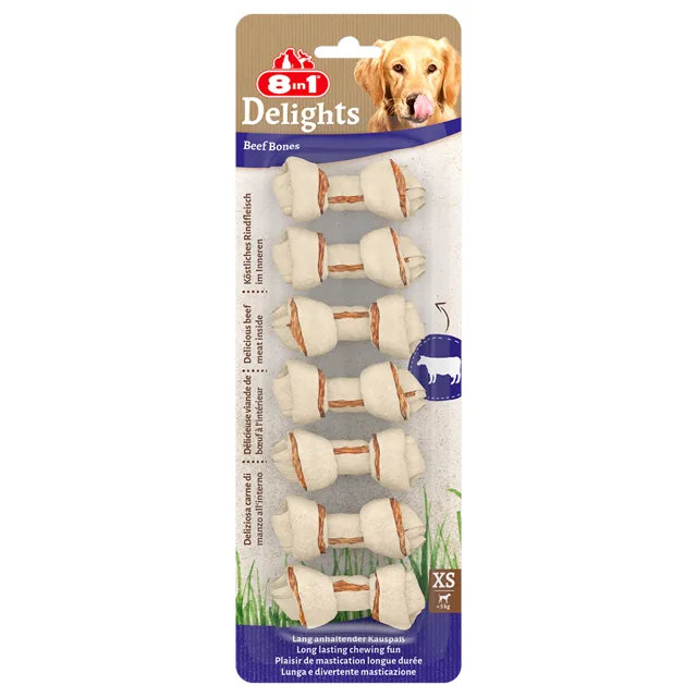 8in1 Delights žvýkací kosti, hovězí - XS, 6 x 84 g (42 kusů)