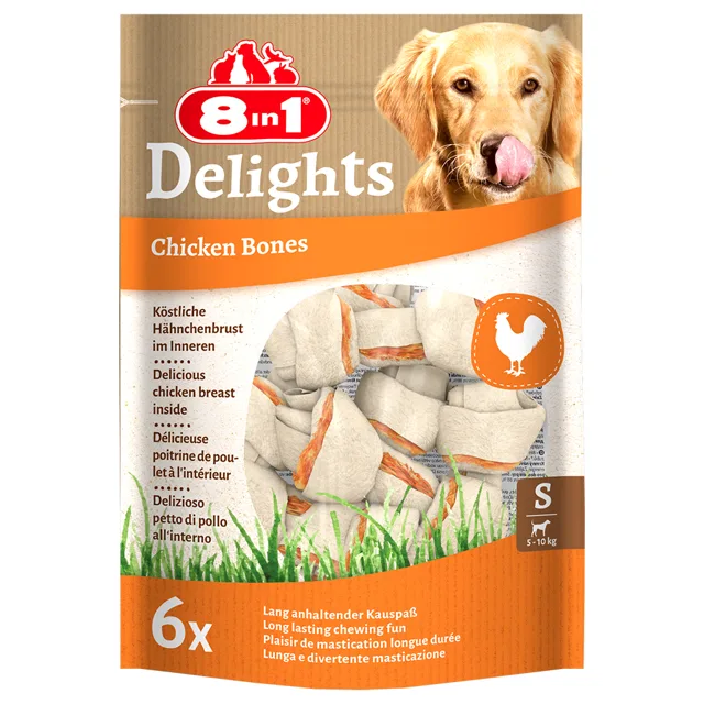 8in1 kost žvýkací Delights - S, 4 x 210 g (24 kusů)