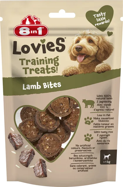 8IN1 Lovies Training Treats Lamb Bites 90g tréninková pochoutka pro psa s jehněčím masem a rýží