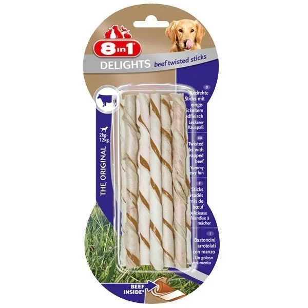 8IN1 Pamlsek Delights Beef Twisted Sticks 10 ks