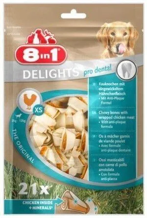 8IN1 Pamlsek Dental Delights Bones XS 21 ks
