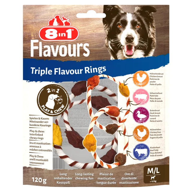 8in1 Triple Flavour Rings - výhodné balení: 2× 120 g