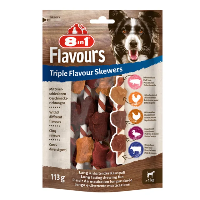 8in1 Triple Flavour Skewers - 3 x 113 g (18 kusů)