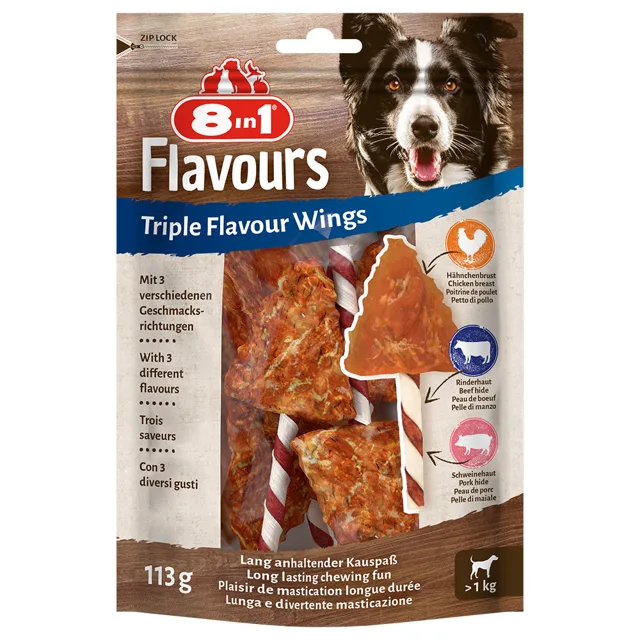 8in1 Triple Flavour Wings žvýkací tyčinky - 6 kusů