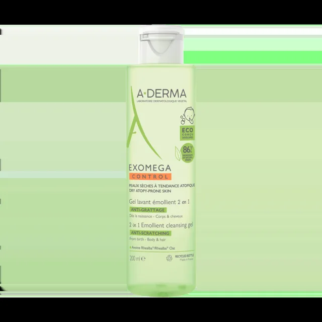 A-Derma Exomega Control zvláčňující mycí gel pro suchou kůži se sklonem k atopii 2v1 200 ml
