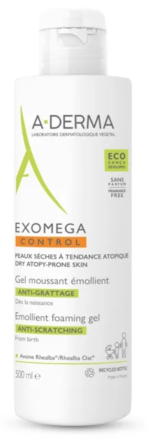 A-DERMA Zvláčňující pěnivý gel pro suchou pokožku se sklonem k atopickému ekzému Exomega Control (Emollient Foaming Gel) 500 ml