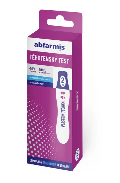 Abfarmis Těhotenský test 10 mIU/ml testovací tyčinky 2 ks