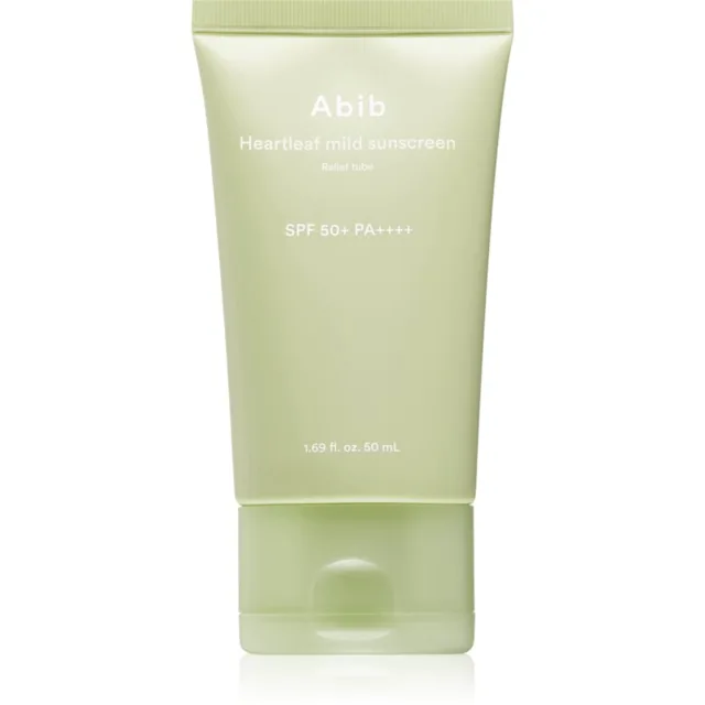 Abib Heartleaf Mild Sunscreen Relief Tube opalovací krém na obličej se zklidňujícím účinkem SPF 50+ 50 ml