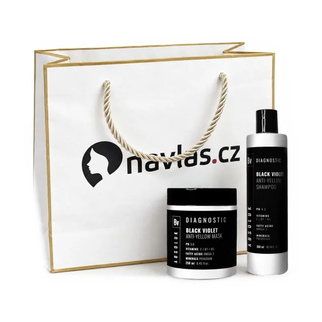 Absoluk Gift Set Anti-Yellow - Set na blond vlasy šampon + maska + dárková taška