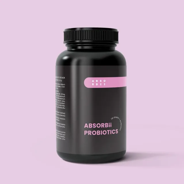 ABSORBii PROBIOTICS, probiotika + prebiotika, 10 kmenů, 60 kapslí.