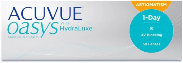Acuvue Oasys 1denní měkké jednodenní kontaktní čočky pro astigmatismu-30, BC 8,5 mm, -6,5 dioptrií-mírně porušená pečeťs