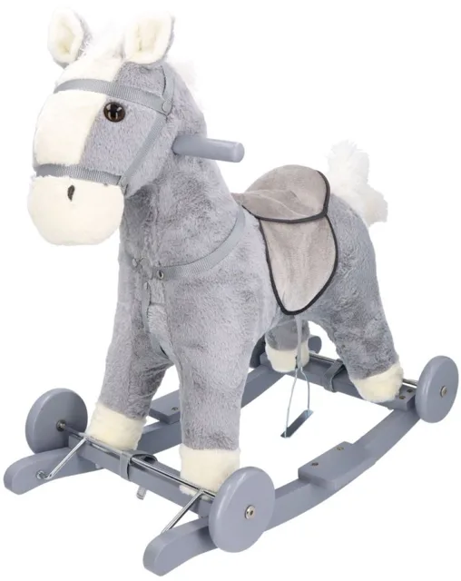 Adam Toys Houpací a jezdící kůň Šedák s kolečky 2v1 - šedý
