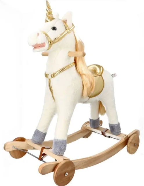 Adam Toys Houpací koník, jednorožec na kolečkách GrandS  - žluto/zlatý