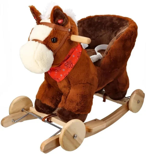 Adam Toys Houpací Koník, s kolečky a se zvukem - hnědý