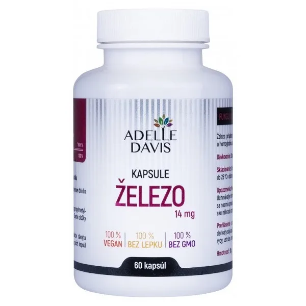 Adelle Davis železo (glukonát železnatý) 14 mg, 60 kapslí
