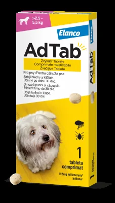 AdTab 112mg žvýkací tablety pro psy >2.5-5.5kg 1ks