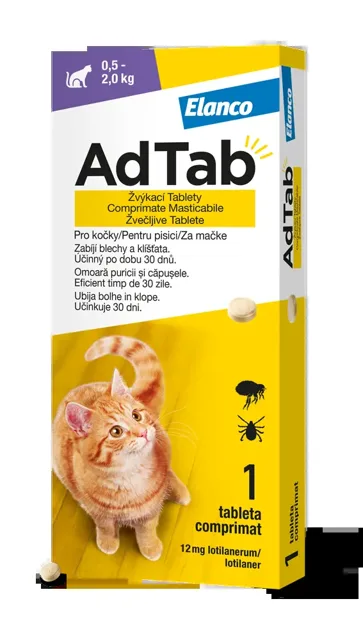 AdTab 12 mg žvýkací tablety pro kočky 0,5-2 kg 1 tbl
