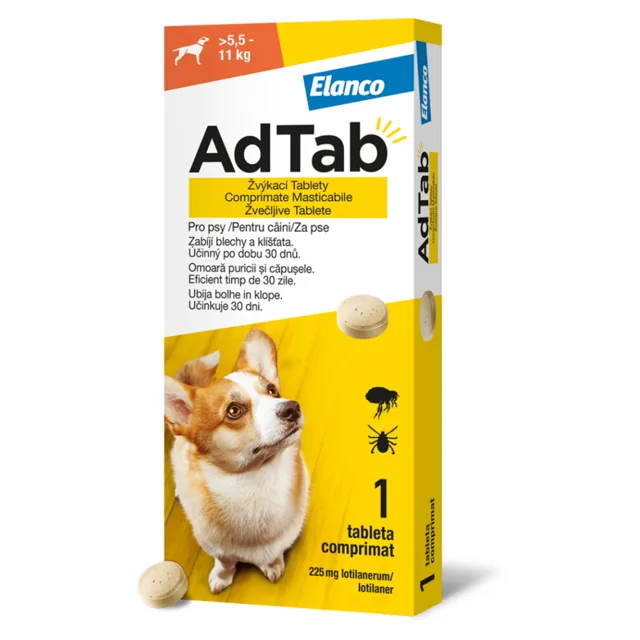 ADTAB 225 mg žvýkací tableta pro psy (5,5–11 kg) 1 kus