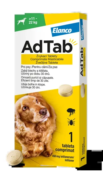 AdTab 450 mg žvýkací tablety pro psy 11-22 kg 1 tbl