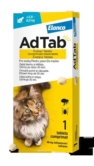 AdTab 48 mg žvýkací tablety pro kočky 2-8 kg 1 tbl