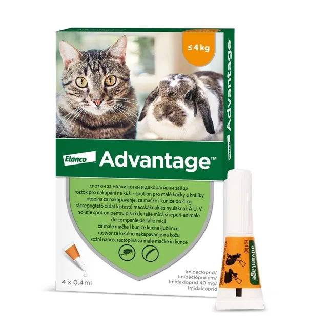 Advantage 40mg malé kočky a králíci spot-on 4x0.4ml