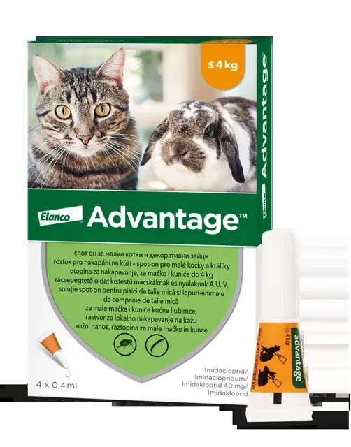 Advantage Spot-on pro malé kočky a králíky 40 mg 4 x 0,4 ml