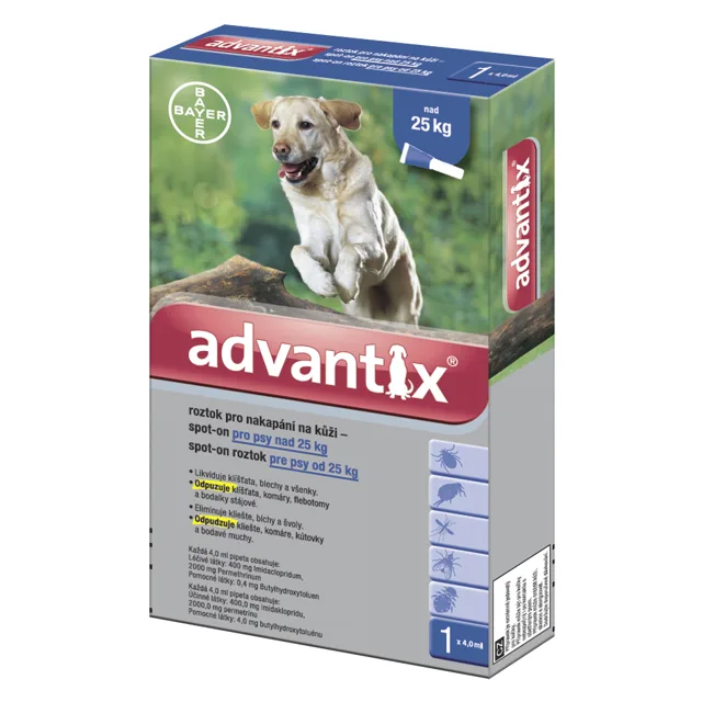 Advantix spot-on pro psy od 25 kg do 40 kg -  1 x 4,0 ml